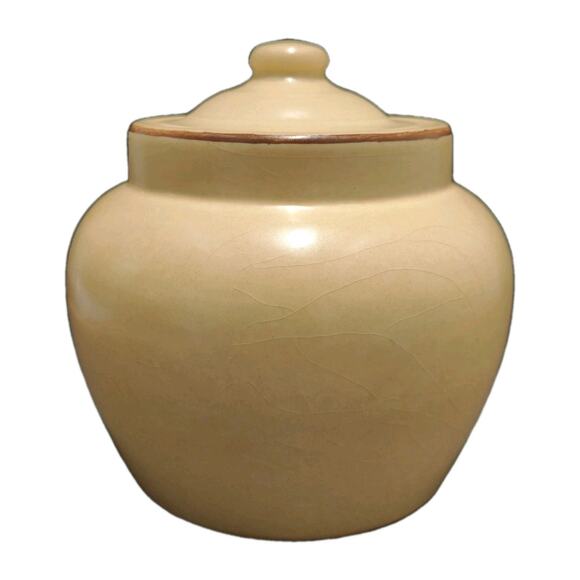 Vintage Pfalzgraff Village Bean Pot W/Handle & Lid #70 Retired Pattern Crazing - Picture 3 of 13